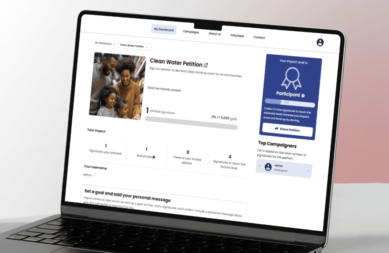 Public engagement experience for a political-action platform